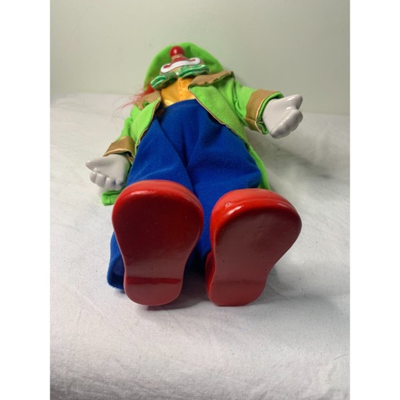 Vintage Porcelain Head Hands Feet Clown Blue Overall Pants Stuffed Body 13'' - Picture 9 of 9